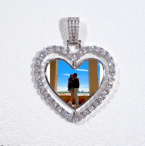 3D Spinning 2-Faced Heart Custom Picture Pendant
