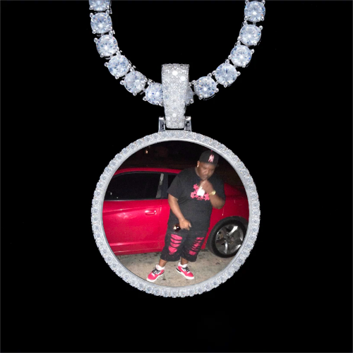 925S & VVS Moissanite 3D Circle Custom Picture Pendant