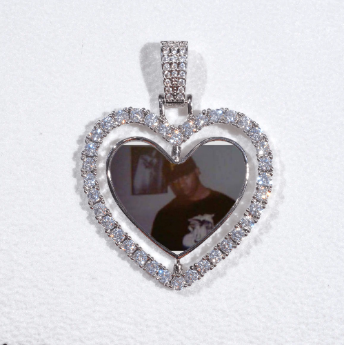 3D Spinning 2-Faced Heart Custom Picture Pendant
