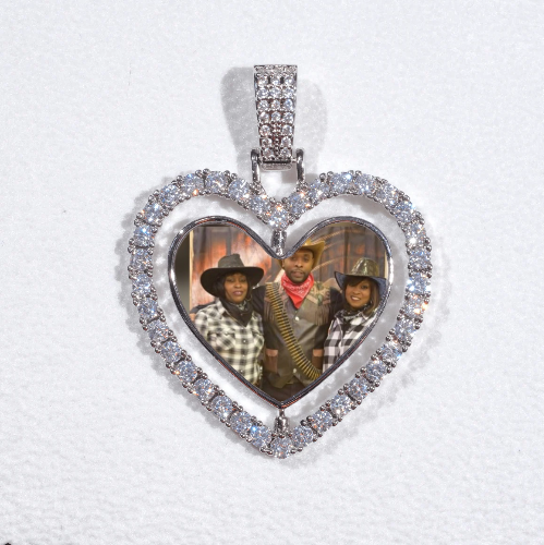 3D Spinning 2-Faced Heart Custom Picture Pendant