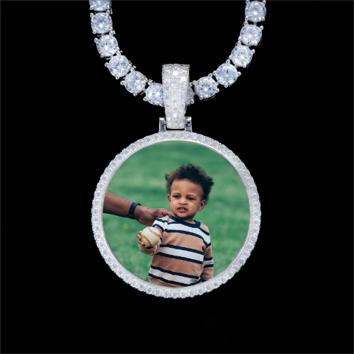 925S & VVS Moissanite 3D Circle Custom Picture Pendant