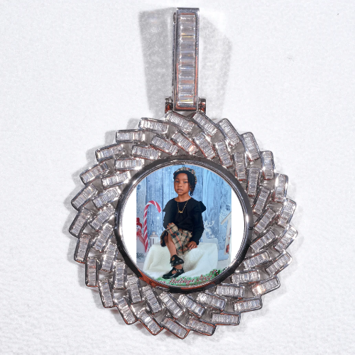 Large 3D Baguette Custom Picture Pendant