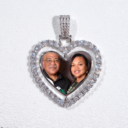 3D Spinning 2-Faced Heart Custom Picture Pendant