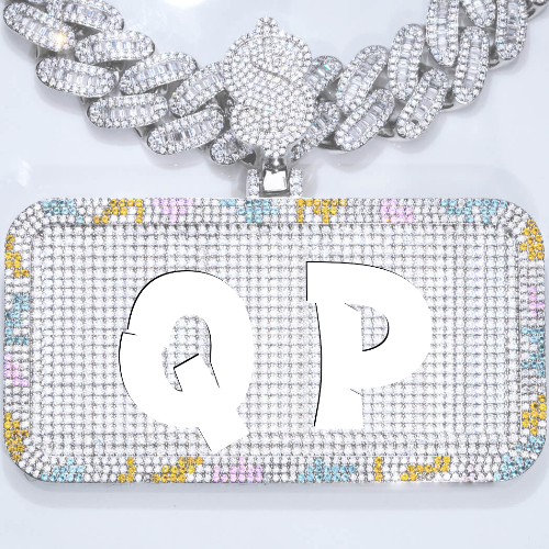 CUSTOM LETTER NECKLACE 3D COLORFUL SQUARE