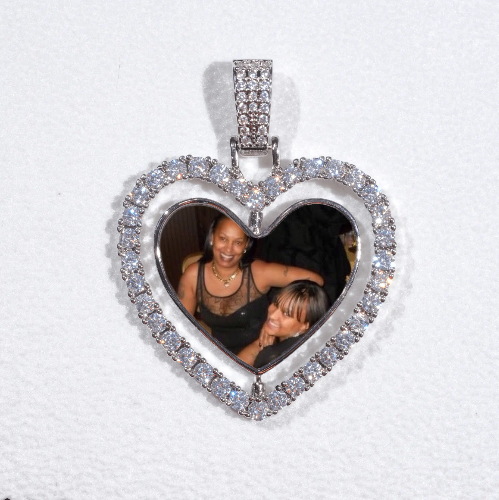 3D Spinning 2-Faced Heart Custom Picture Pendant