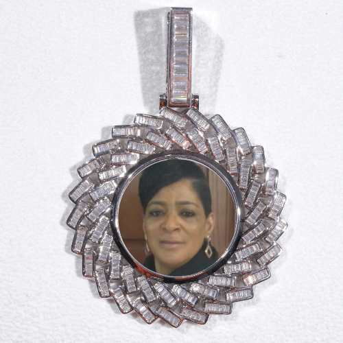 Large 3D Baguette Custom Picture Pendant