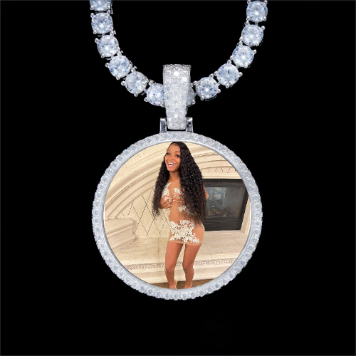 925S & VVS Moissanite 3D Circle Custom Picture Pendant