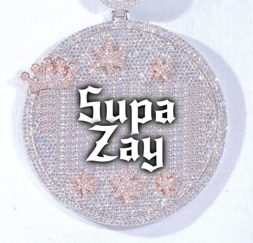 CUSTOM LETTER NECKLACE 3D BIG CROWN DISC