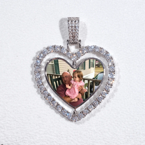 3D Spinning 2-Faced Heart Custom Picture Pendant