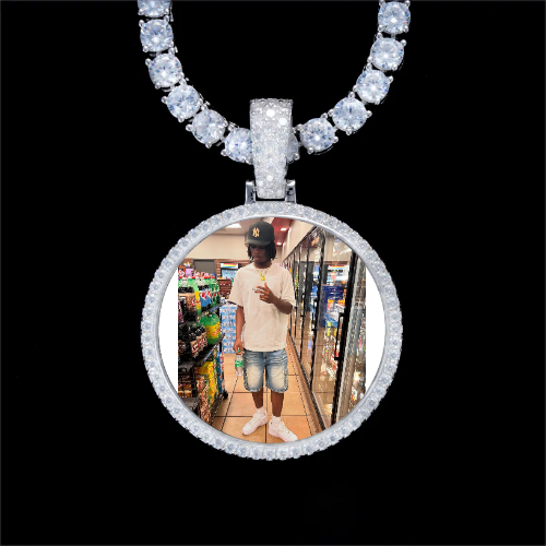 925S & VVS Moissanite 3D Circle Custom Picture Pendant