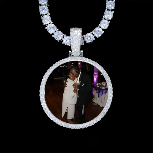 925S & VVS Moissanite 3D Circle Custom Picture Pendant