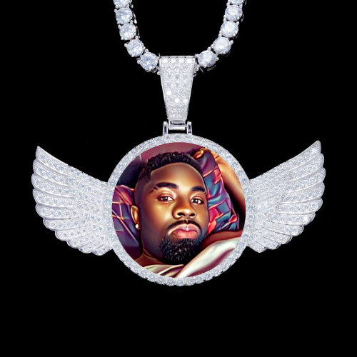 925S & VVS Moissanite 3D Wing Custom Picture Pendant