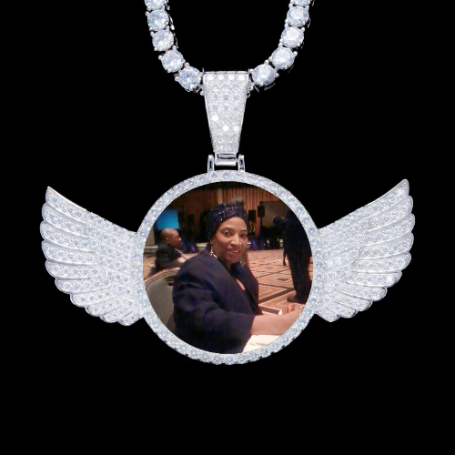 925S & VVS Moissanite 3D Wing Custom Picture Pendant