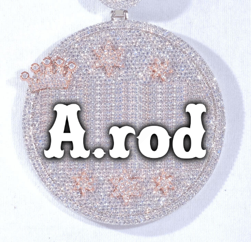 CUSTOM LETTER NECKLACE 3D BIG CROWN DISC