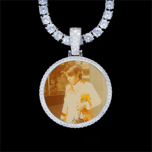 925S & VVS Moissanite 3D Circle Custom Picture Pendant