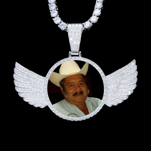 925S & VVS Moissanite 3D Wing Custom Picture Pendant