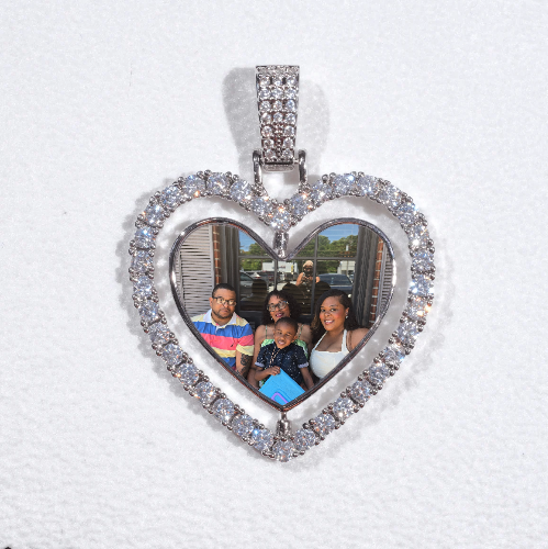 3D Spinning 2-Faced Heart Custom Picture Pendant