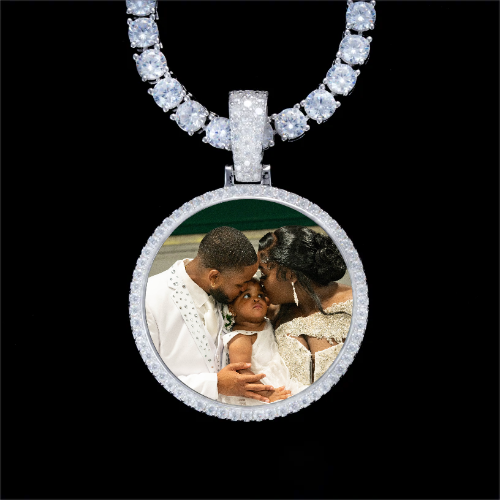 925S & VVS Moissanite 3D Circle Custom Picture Pendant