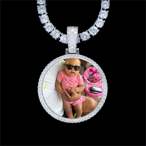 925S & VVS Moissanite 3D Circle Custom Picture Pendant
