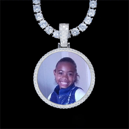 925S & VVS Moissanite 3D Circle Custom Picture Pendant