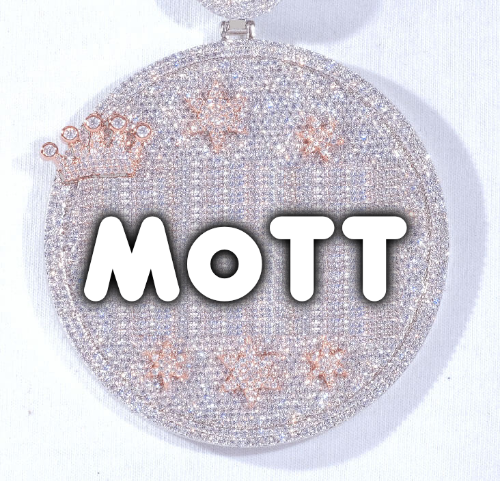 CUSTOM LETTER NECKLACE 3D BIG CROWN DISC
