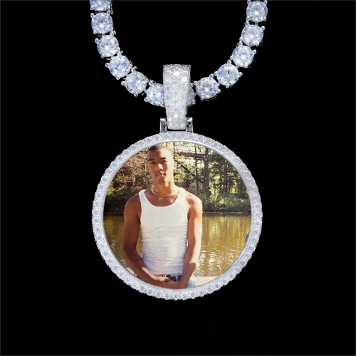 925S & VVS Moissanite 3D Circle Custom Picture Pendant