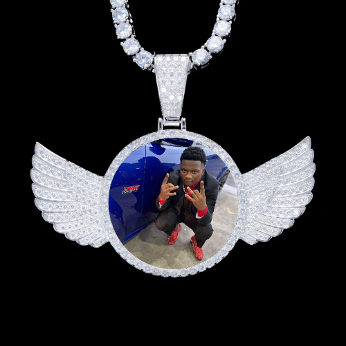 925S & VVS Moissanite 3D Wing Custom Picture Pendant