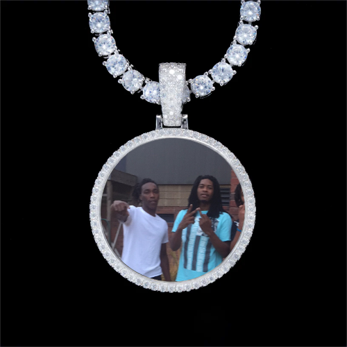 925S & VVS Moissanite 3D Circle Custom Picture Pendant