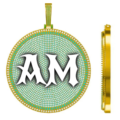 CUSTOM LETTER NECKLACE 3D BIG DISC