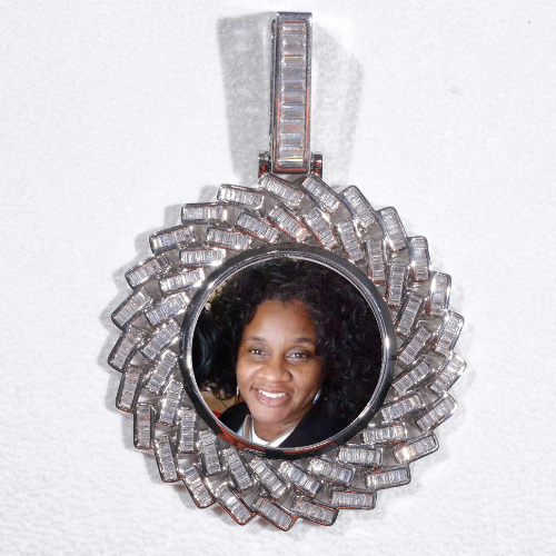 Large 3D Baguette Custom Picture Pendant