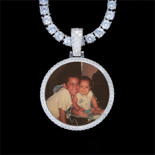 925S & VVS Moissanite 3D Circle Custom Picture Pendant