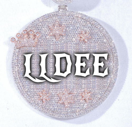 CUSTOM LETTER NECKLACE 3D BIG CROWN DISC