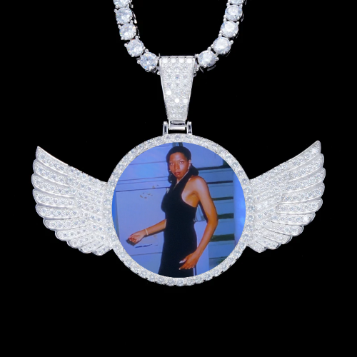 925S & VVS Moissanite 3D Wing Custom Picture Pendant