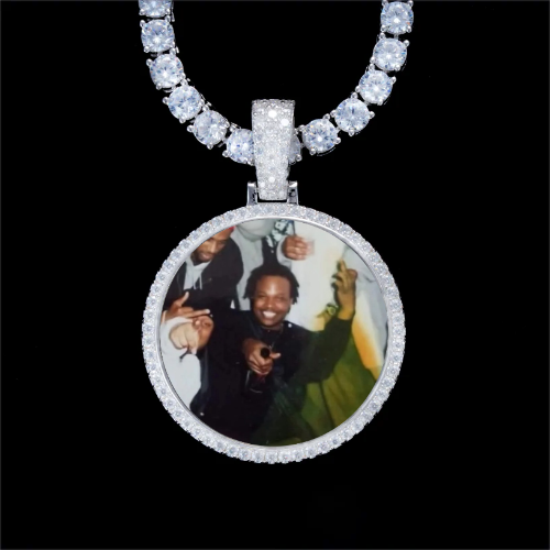 925S & VVS Moissanite 3D Circle Custom Picture Pendant