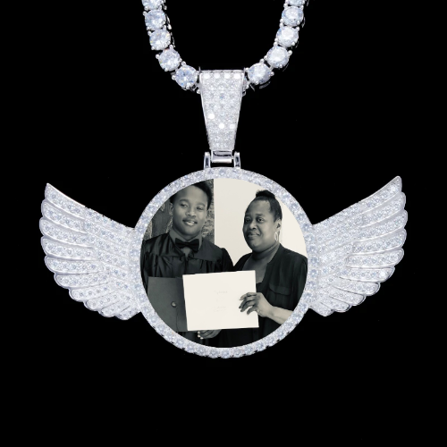 925S & VVS Moissanite 3D Wing Custom Picture Pendant