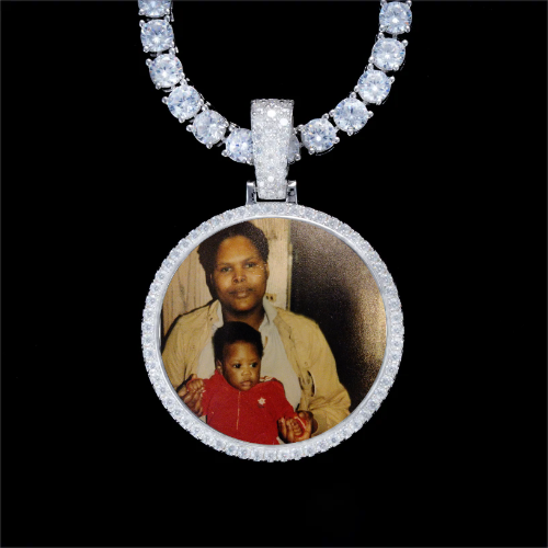 925S & VVS Moissanite 3D Circle Custom Picture Pendant