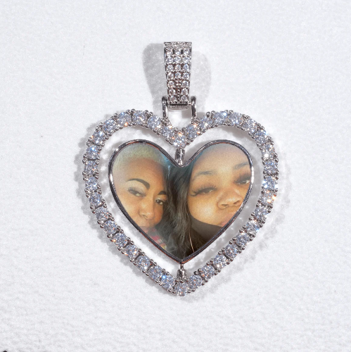 3D Spinning 2-Faced Heart Custom Picture Pendant