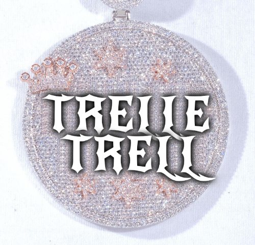 CUSTOM LETTER NECKLACE 3D BIG CROWN DISC