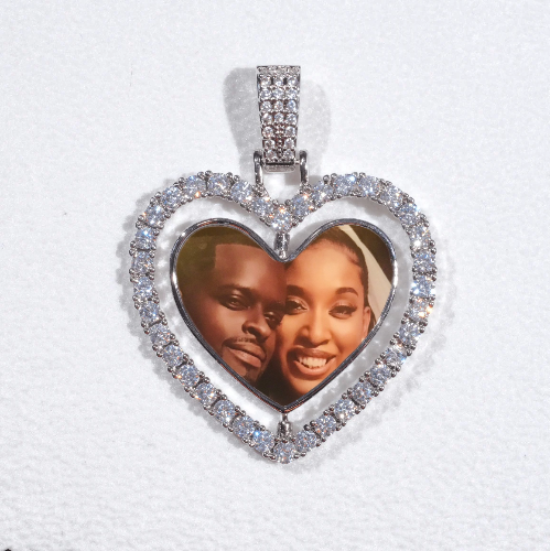 3D Spinning 2-Faced Heart Custom Picture Pendant