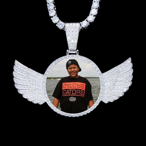 925S & VVS Moissanite 3D Wing Custom Picture Pendant