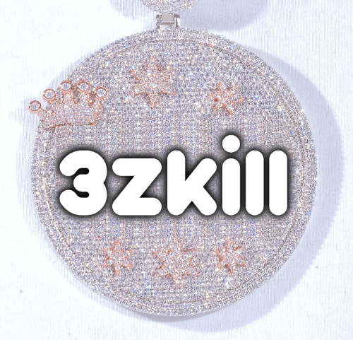 CUSTOM LETTER NECKLACE 3D BIG CROWN DISC