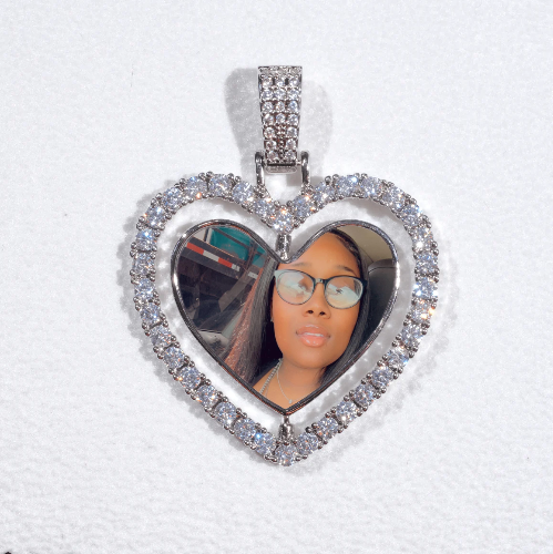 3D Spinning 2-Faced Heart Custom Picture Pendant