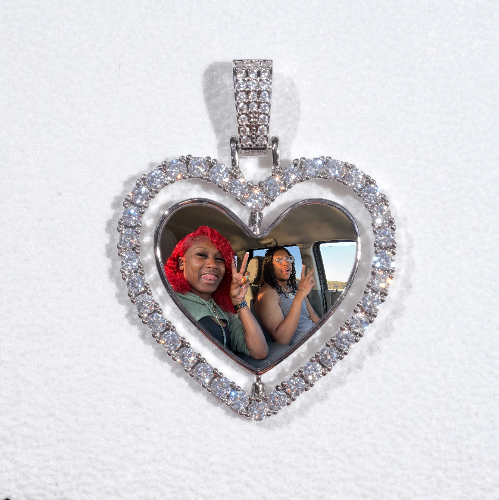 3D Spinning 2-Faced Heart Custom Picture Pendant
