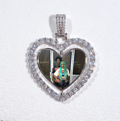3D Spinning 2-Faced Heart Custom Picture Pendant
