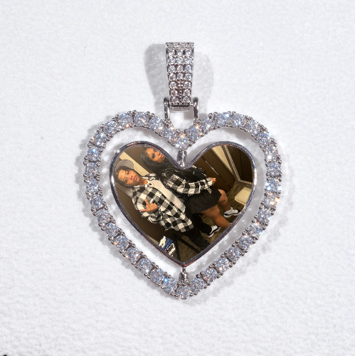 3D Spinning 2-Faced Heart Custom Picture Pendant