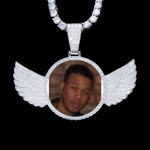 925S & VVS Moissanite 3D Wing Custom Picture Pendant