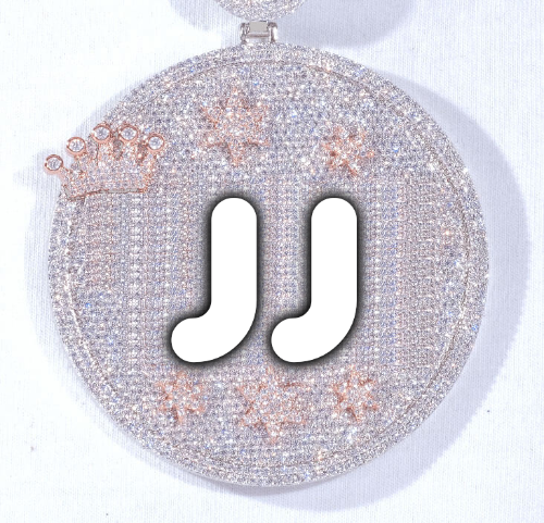CUSTOM LETTER NECKLACE 3D BIG CROWN DISC