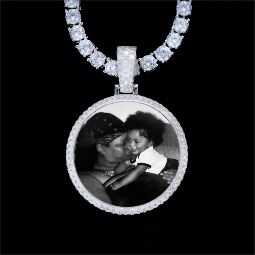 925S & VVS Moissanite 3D Circle Custom Picture Pendant