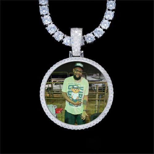 925S & VVS Moissanite 3D Circle Custom Picture Pendant