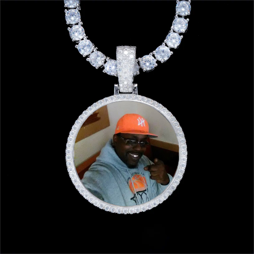 925S & VVS Moissanite 3D Circle Custom Picture Pendant